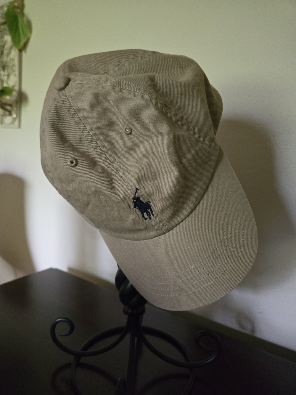 Ralph Lauren Polo Khaki/Tan Baseball Cap with Navy Pony